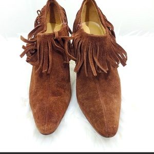 Carlos Santa Suede Fringe Booties